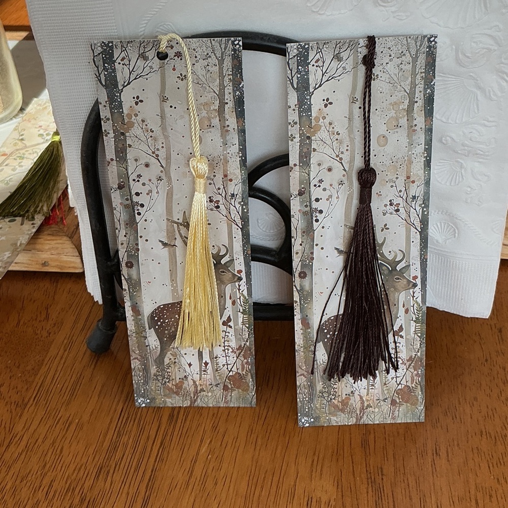 Hand Crafted Deer Bookmark Set with Tassels set of 2